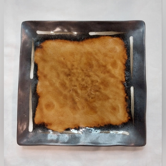 Joseph Abboud Solaris Brown glazed ceramic square salad plate - Picture 3 of 7